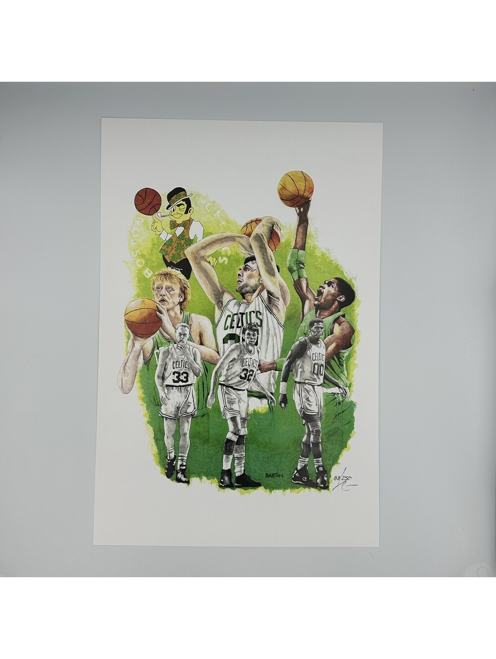 The Big Three Bird McHale Parish Celtics LE /250 Lithograph by Brian Barton COA